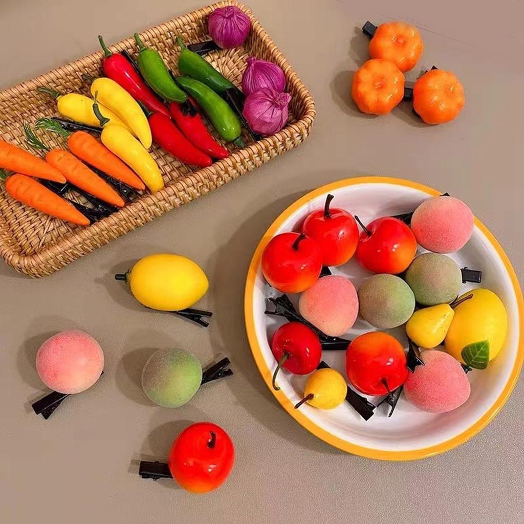 Lifelike Fruit And Vegetable Hair Clips Resin Hairpin Hairpieces Practical Fashion Accessories For Women And Children