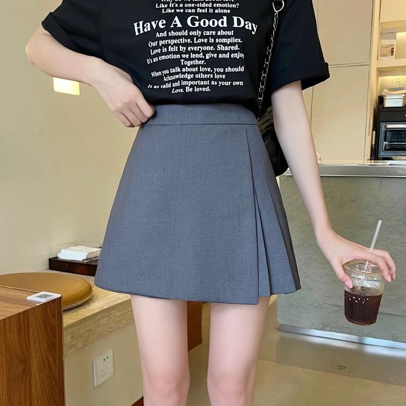 

Schoolgirl Chiffon Pleated Skirt Women s Summer High Waisted Pencil Skirt Trousers Design Patchwork Hip Covering Skirt Trousers XS