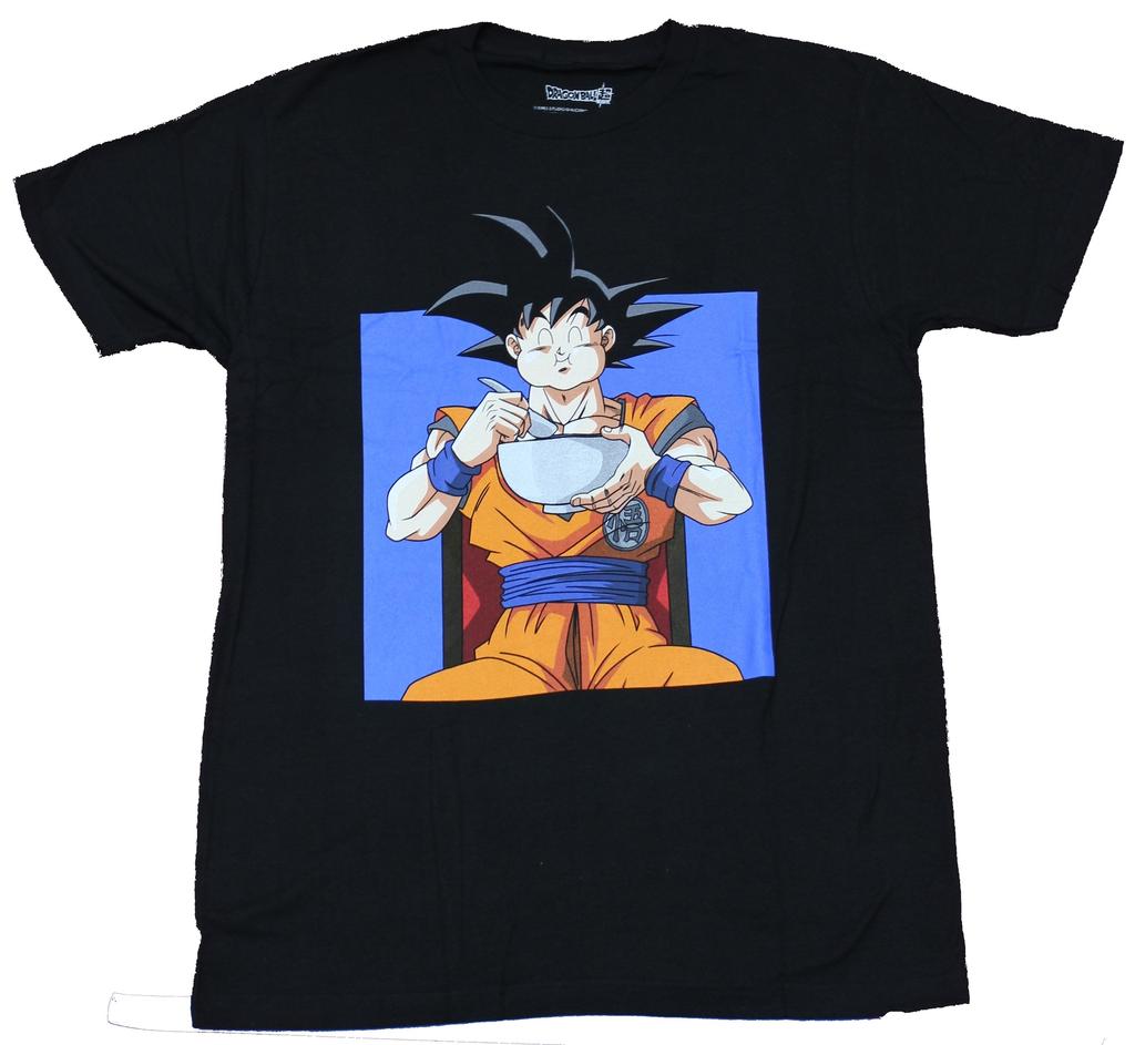 Dragon Ball Z Adult New T-Shirt - Full Colored Goku Enjoying Ramen