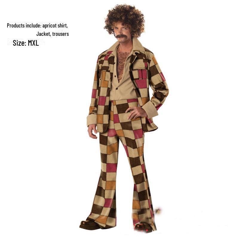 Costume de scenă retro anii '80 din denim și carouri pentru bărbați și femei