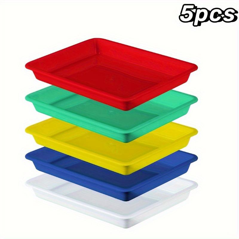 5pcs Colorful Plastic Flat Bottomed Shallow Tray Experimental Tray Small Item Parts Storage Box Storage Classification Square Tray