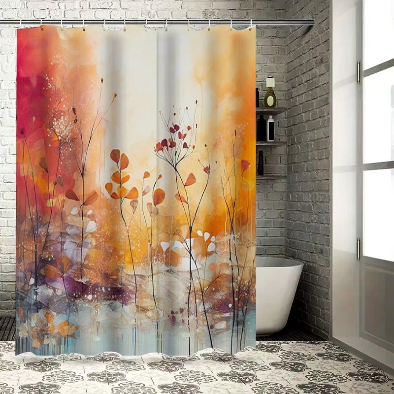 

Vibrant Floral Bath Shower Curtain Soft Fabric, Waterproof Design For Bathroom Decorations In Multiple Colors W60H190(CM)-1 Pcs