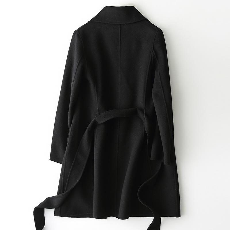 Small spring, autumn and winter new double-sided woolen cashmere coat women's medium and long woolen coat