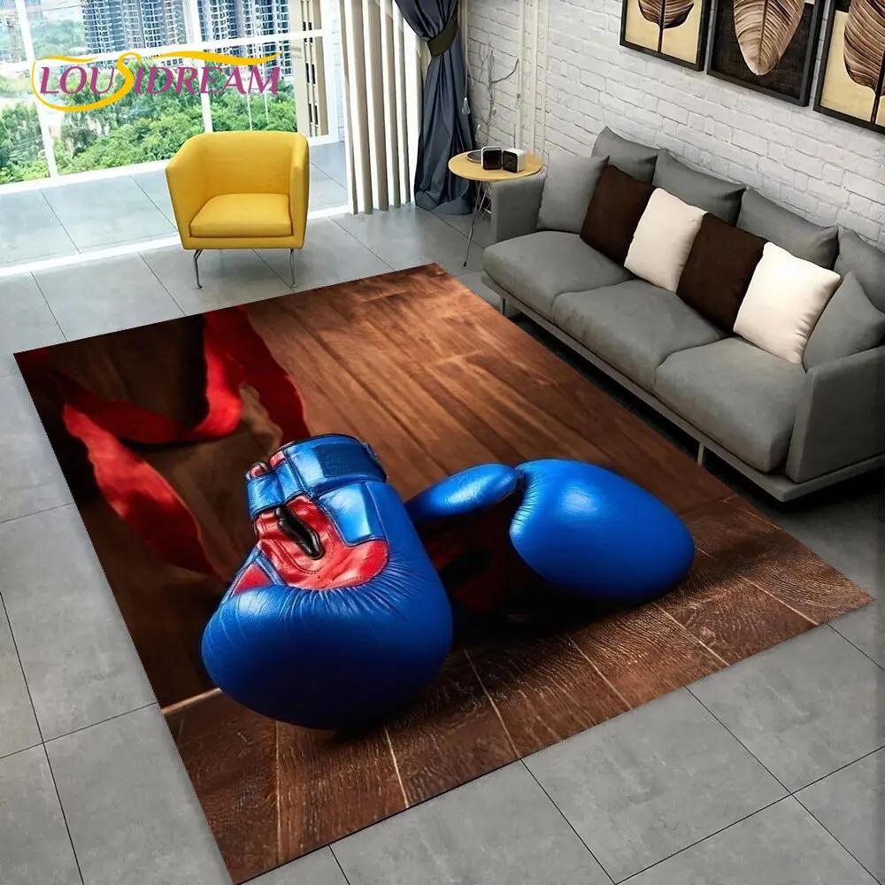 3D Boxing Gloves Boxer Fight Area Rug Large,Carpet Rug for Living Room Bedroom Sofa Doormat Decoration,kids Non-slip Floor Mat