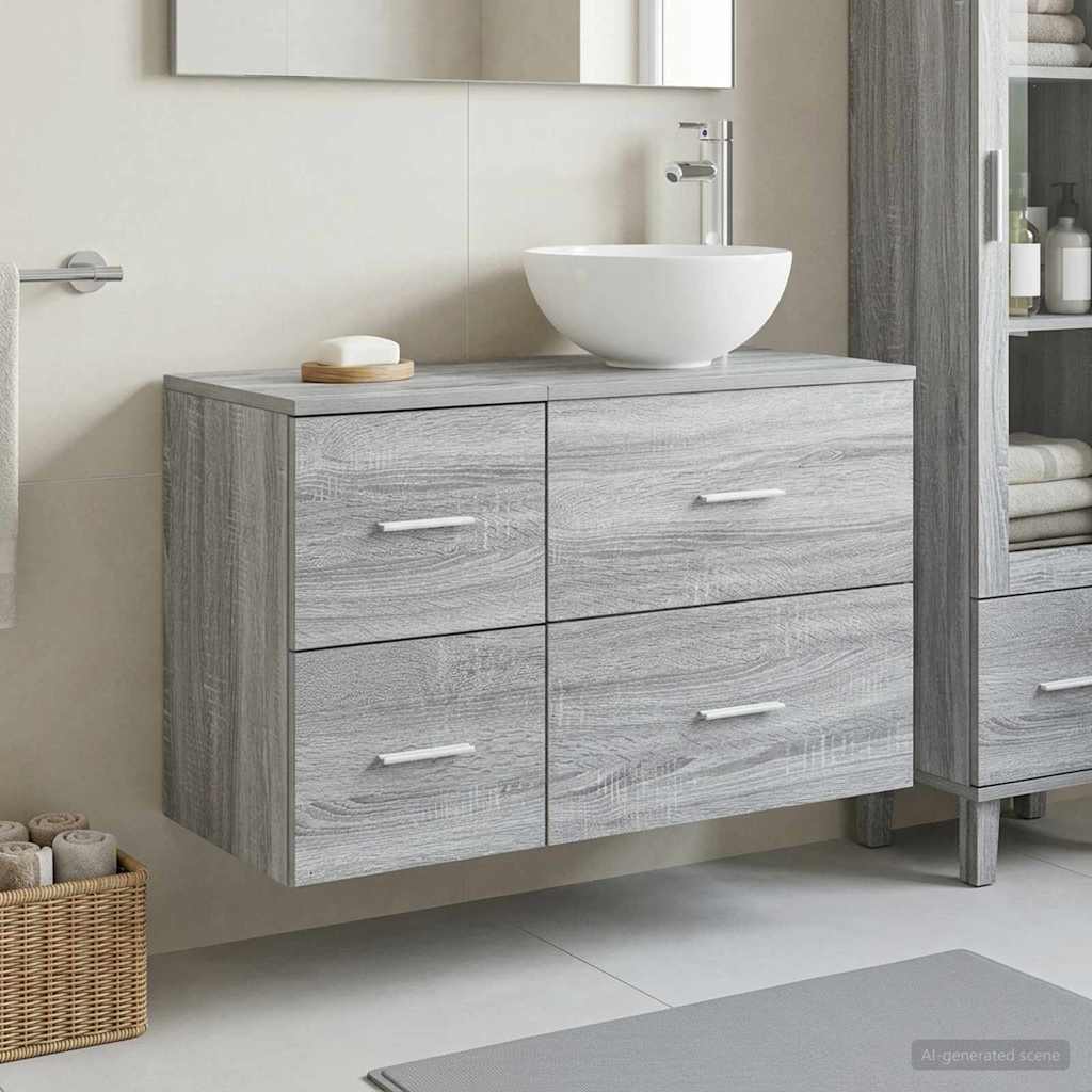 Bathroom Furniture Set 2 Pcs Grey Sonoma Particleboard