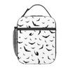 Elegante Bolsa de Almuerzo Aislada con Patrón de Murciélago Blanco y Negro para Niños, Nevera Escolar, Contenedor Térmico para Comida, Bolsa de Tote, Fiambreras Portátiles