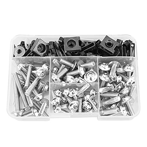 Motorradschrauben Aluminium 177 Stück Motorradschrauben Verkleidungsschrauben-Kit Universal M5 M6 für Yamaha Sportmotorrad (SILBER)