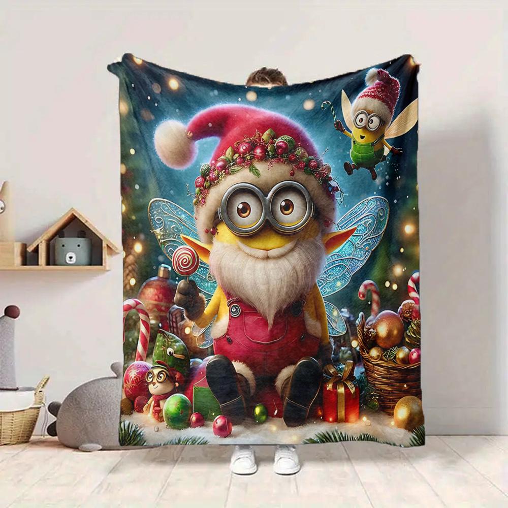 1Pc Minions Christmas Celebration Blanket Soft And Comfortable Casual Warm Camping Travel Christmas Halloween Gift M91754