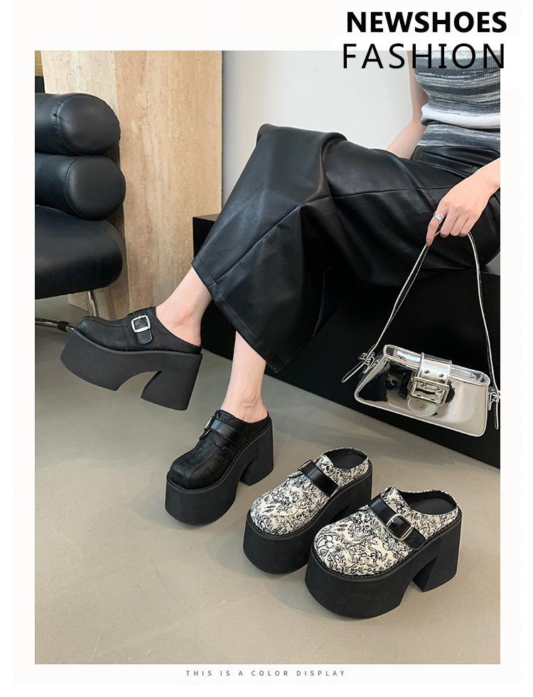 11cm Super High Heels Slippers Women Platform Shoes New Chinese Style Baotou Sandals Plus Size 35-42 Womens Shoes