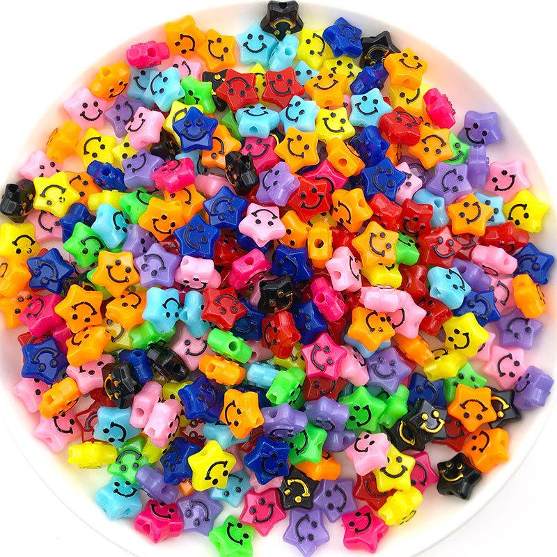 100 Stars Love Smiley Face Beads Acrylic Diy Loose Beads Homemade Bracelets Beaded Handmade Jewelry Accessories