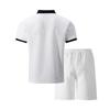 Men's Spring Jacquard Lapel Polo Shirt & Color Block Short Pants Set - Mature Casual Style