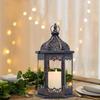 NEEDOMO Lanterns Decorative Indoor, 14.8'' Vintage Outdoor Lantern with Clear Glass, Metal Candle Holder for Front Porch, Patio, Wedding, Party, Home