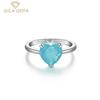 Anelli in Argento Sterling 925 100% con Gemma Sintetica di Tormalina Paraiba a Cuore 10*10mm per Donna Gioielleria Fine da Festa