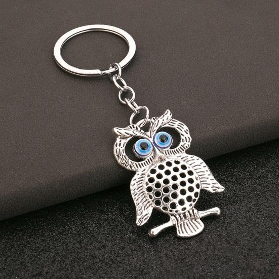 2Pcs Evil Eye Owl Keychains Metal Owl Bag Charm Backpack Charm Retro Evil Eye Keychain for Women Purse Handbag