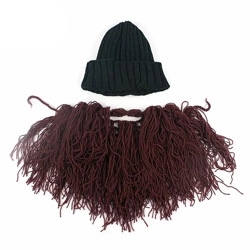 Funny Handmade Winter Wool Mustache Knitted Hats Pirate Face Mask Wig Beard Beanies Bonnet Caps Wholesale