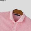 INCERUN Oversized Men Lapel Neck Long Sleeve Buttons Casual Loose Texture Pullovers Tops