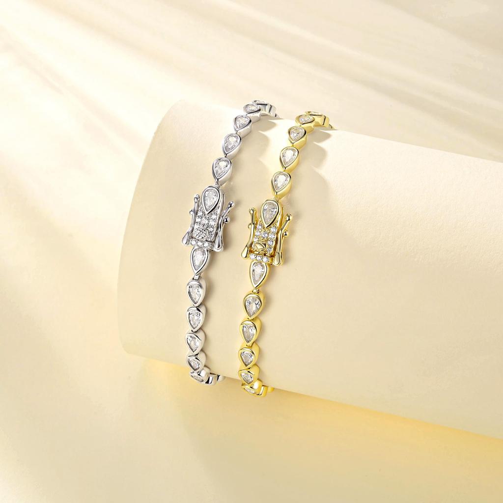 FANCIME Bracelet for Men and featuring 3mm Cubic 18cm and Silver with Gold and Tennis A classic perfect as a gift for or any special "Tearline" Women,