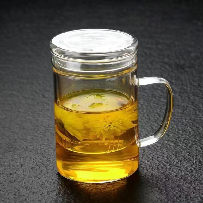 Bring a Glass Cup Flower Teacup Glass Teacup Tea Cup Filter Water Cup Juice Milk Cup