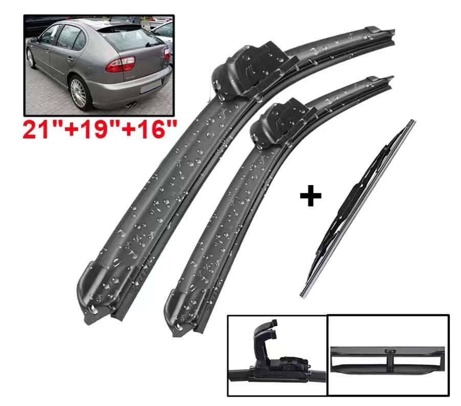 

Suitable for Leon MK1 2000-2005 21 + 19 + 16 Front and rear wiper blades Wiper Leon MK1 2000-2005 21+19+16
