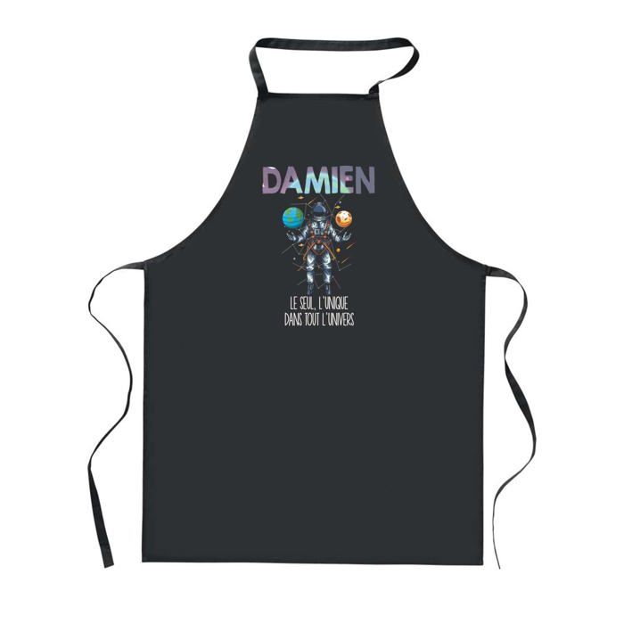 Tablier de cuisine - PLANETEE - Damien - Noir - 90x60 cm - Impression bretonne