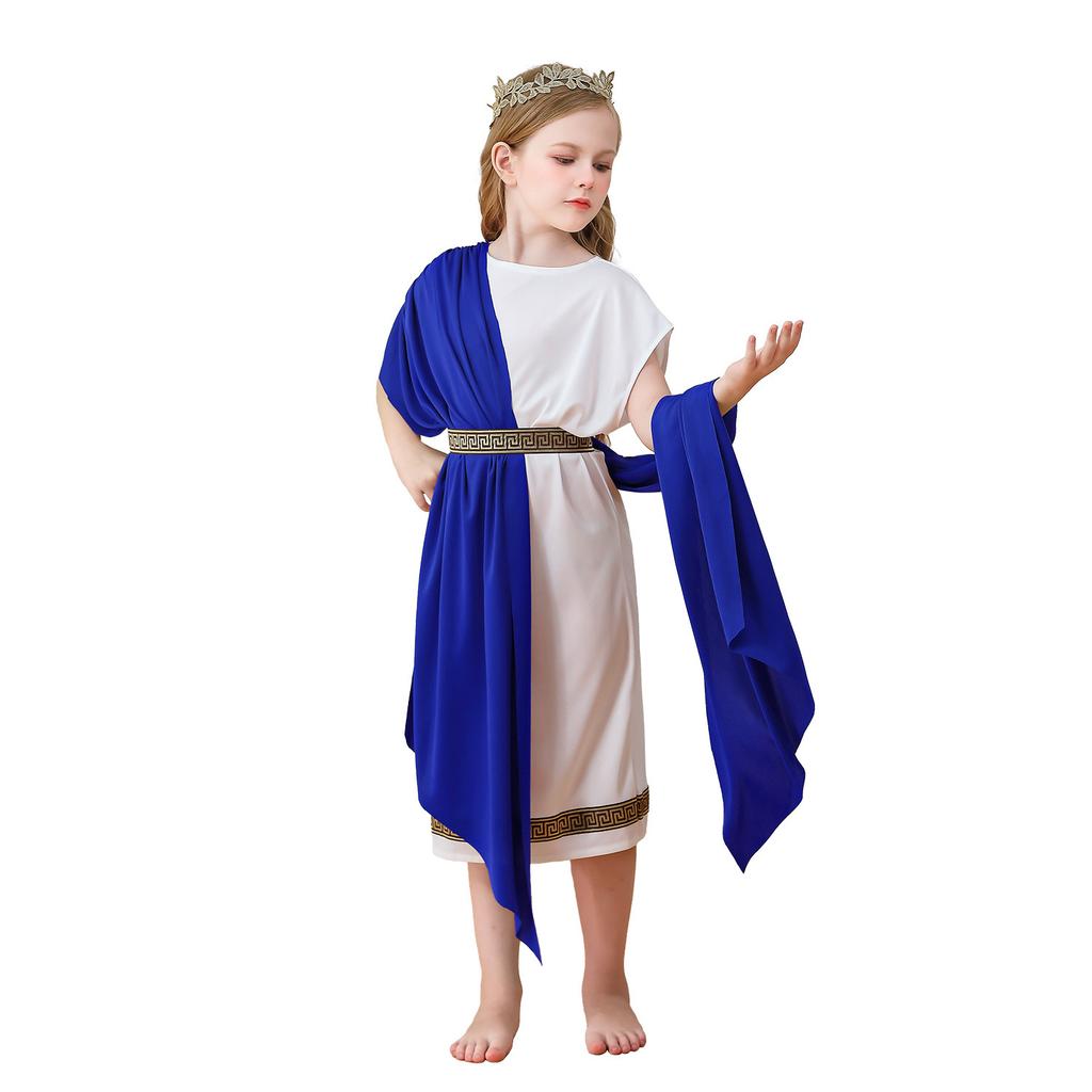 Halloween kinder kostuums Griekse mythologie kinderkleding blauw Romeinse carnavalskostuums toga gewaad