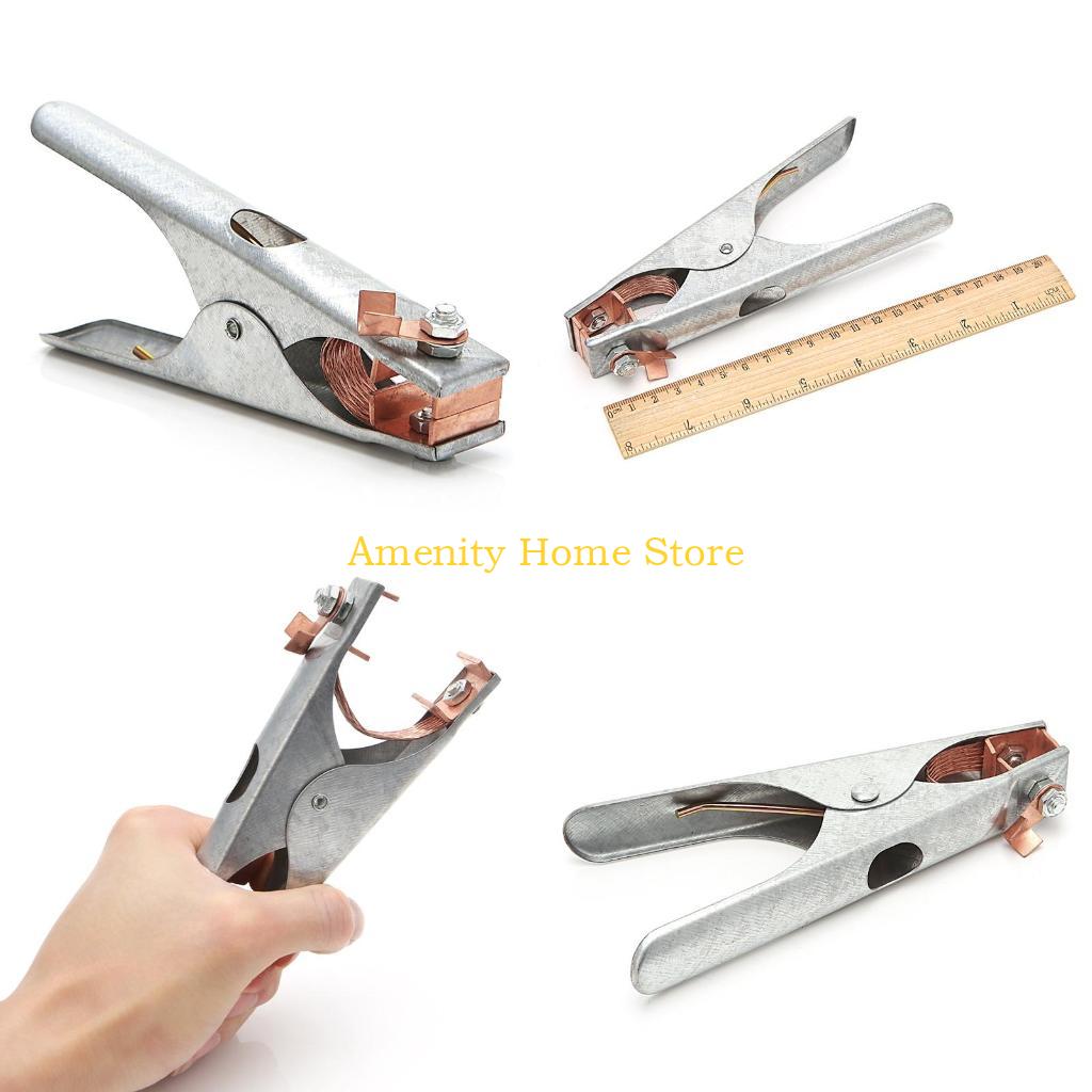 

F26C Welding Manual Welder Earth Ground Cable Copper Grip Clip Clamp 300A Silver