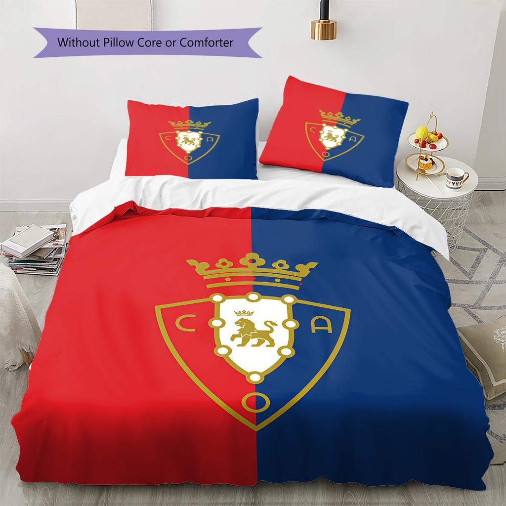 CA Osasuna Pattern Bedding Quilt Set Home Decoration Gift (1 * duvet cover + 2 * pillowcase without core)