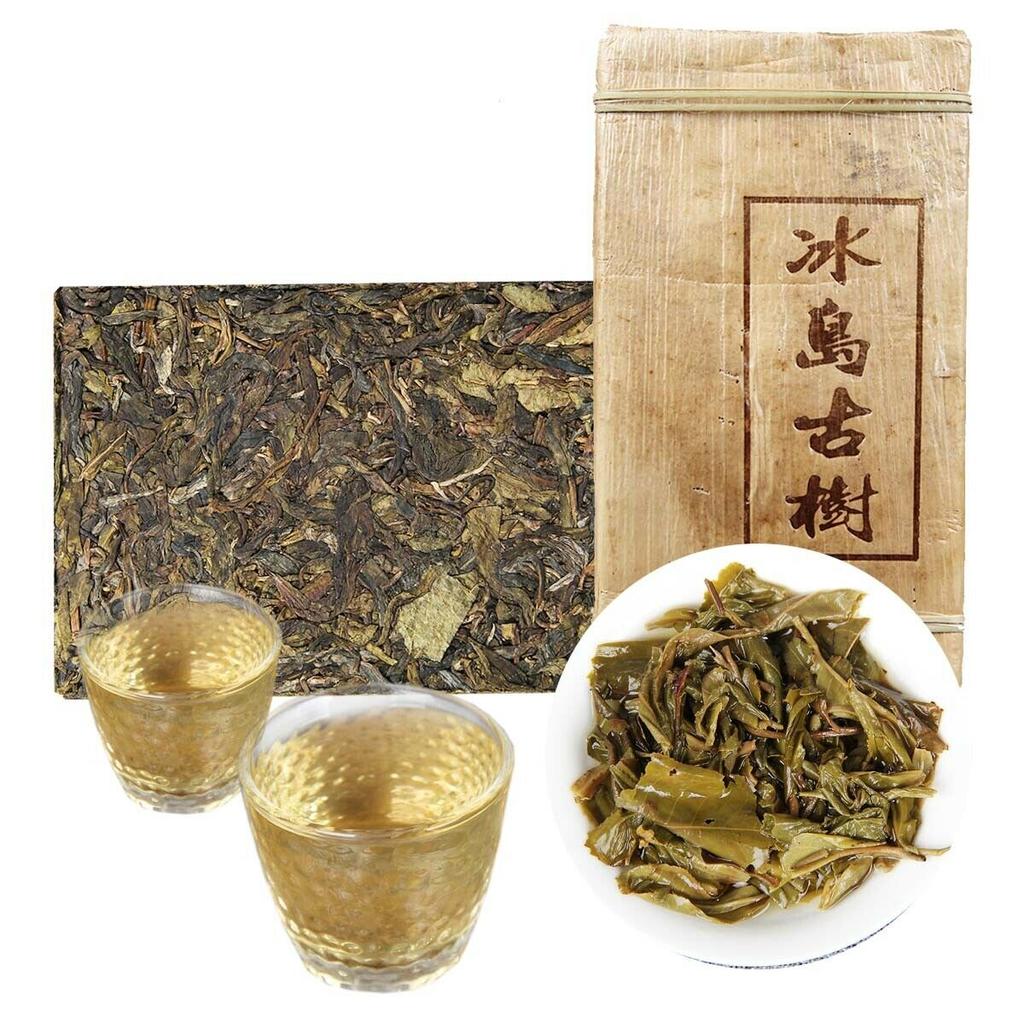 500g Puerh Raw Tea Brick Golden Leaf Bingdao Ancient Tree Candy Sweet Tea Yunnan