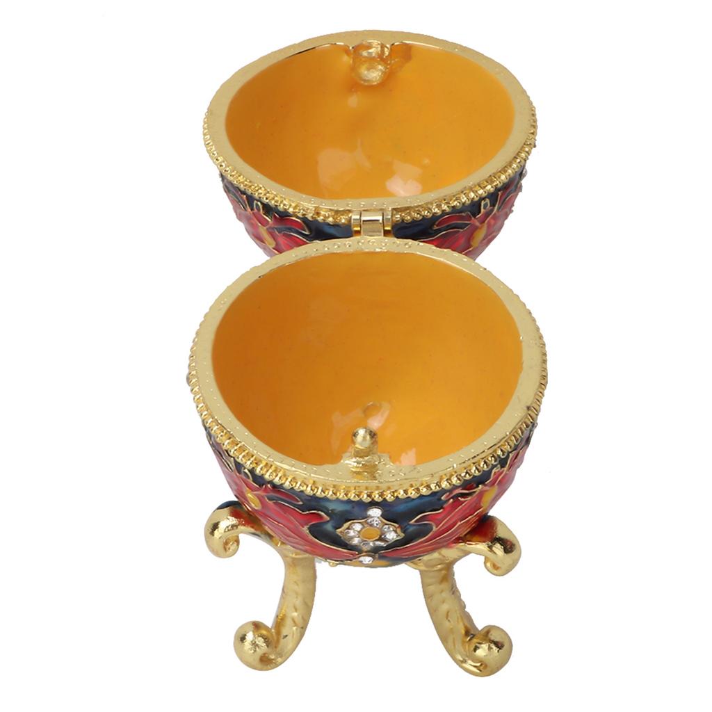 Fdit Vintage Enamelled ster Egg Jewelry Box, Zinc Alloy Diamante Jewelry   with Antique Floral Pattern, Decorative for Women, ster Houses and