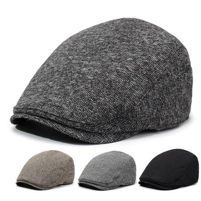Fleece Thermal Beret Outdoor Men'S Simple Cap Casual Forward Hat British Newsboy Hat