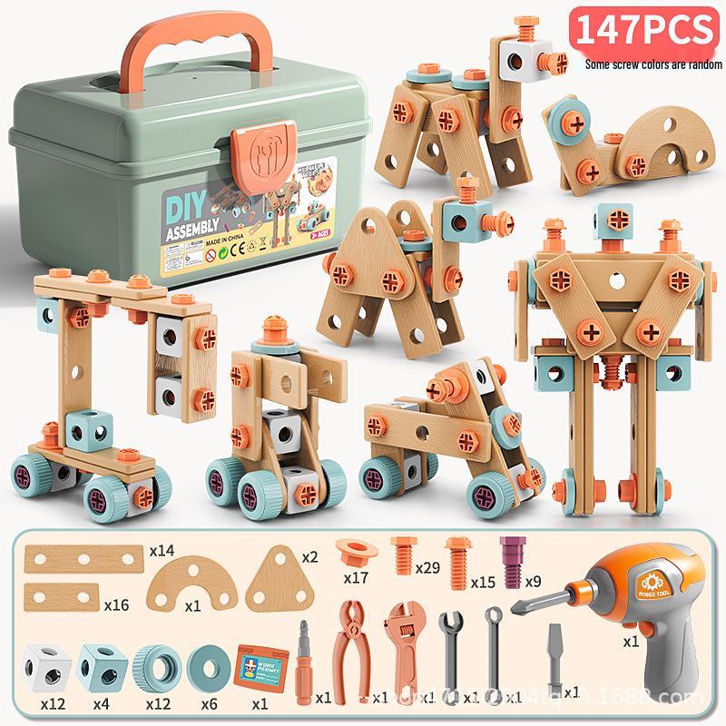 Children's DIY Toy Toolbox Set with Electric Drill for Assembly and Disassembly