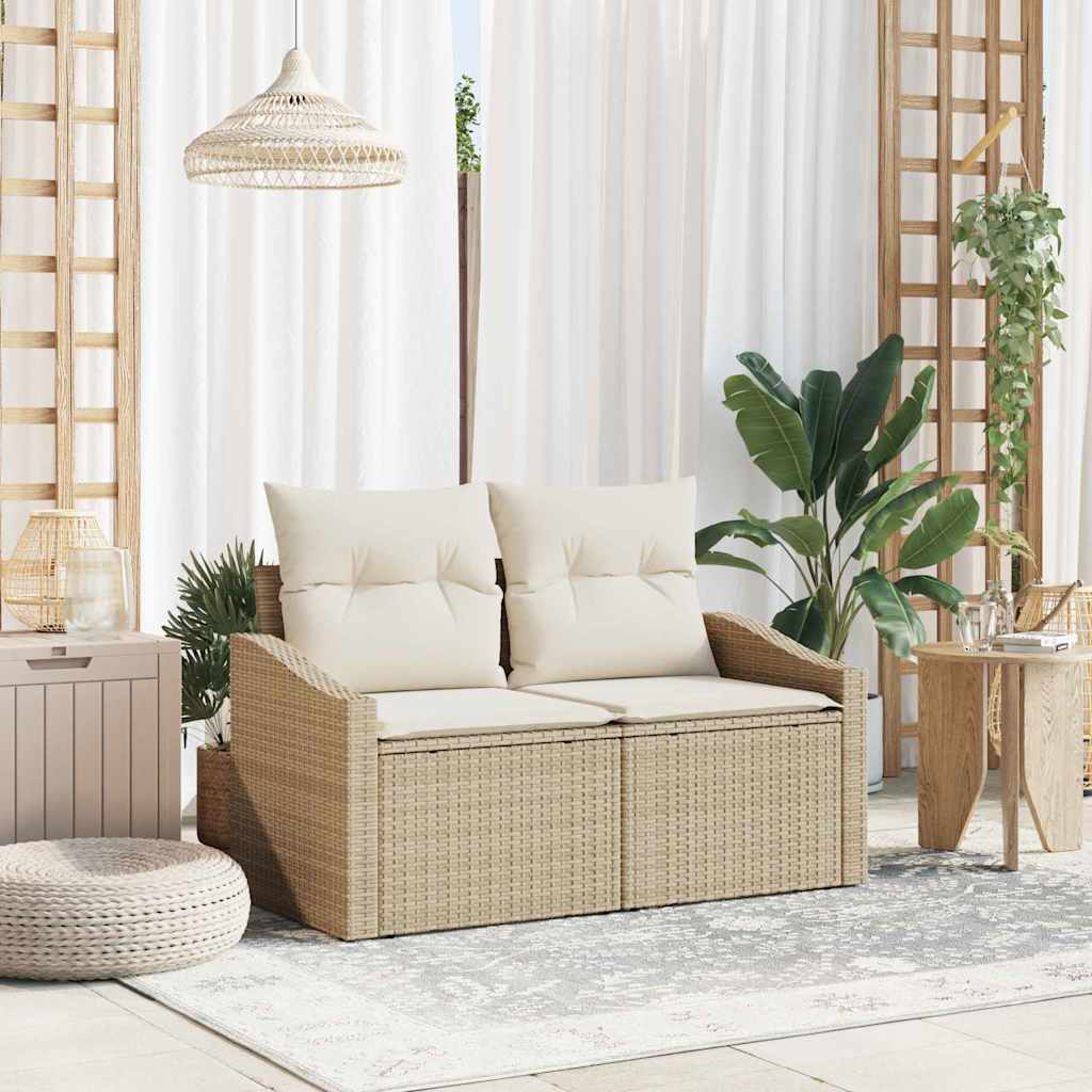 Garden Sofa with Cushions 123 X 62 X 69 Cm Poly Rattan