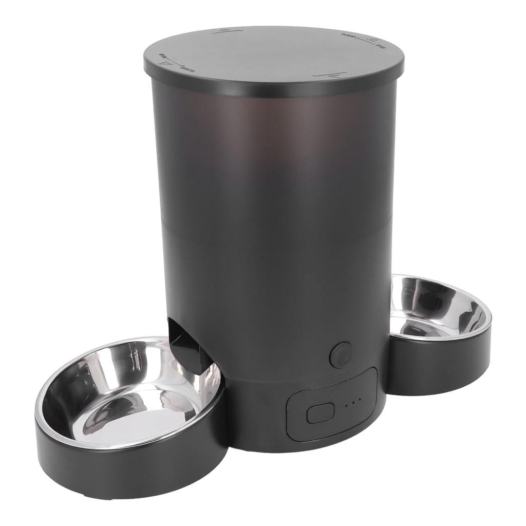 Automatic Cat and Dog Food Dispenser for 2 3L Timed Smart Food Dispenser with Voice Remote Dual Power Dual Bowl for Dry Food Cats, Cat/Dog Reminder,