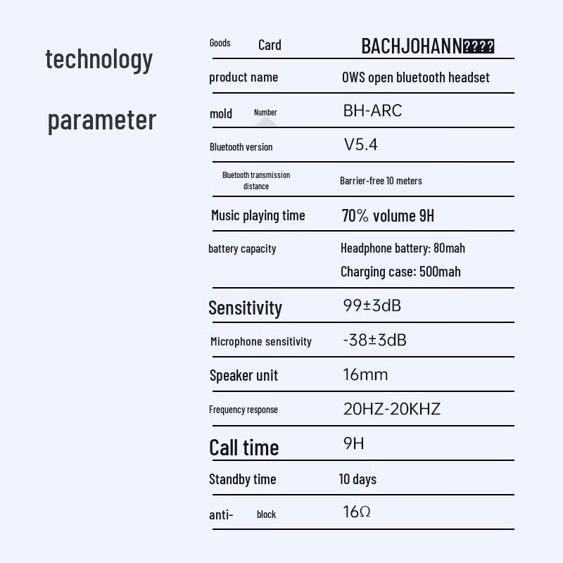 Bach John BH-ARC Open-Ear Bluetooth Sport Earphones