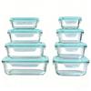8pcs Glass Food Storage Containers Set Lunch Box Leakproof Airtight Microwave & Oven Safe Stackable Kitchen Organizers