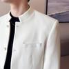 Chaqueta de Lino y Algodón de Corte Ajustado para Hombre con Cuello Alto - Estilo Chino Otoño JK002