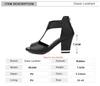 Fashion Women Square High Heels Summer T-Belt Ankle-Wrap Ladies Elegant Sandals Back Zipper Fish Mouth Party Sandalias Female Shoes