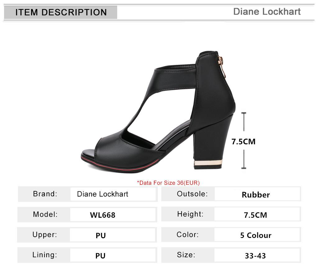 Fashion Women Square High Heels Summer T-Belt Ankle-Wrap Ladies Elegant Sandals Back Zipper Fish Mouth Party Sandalias Female Shoes