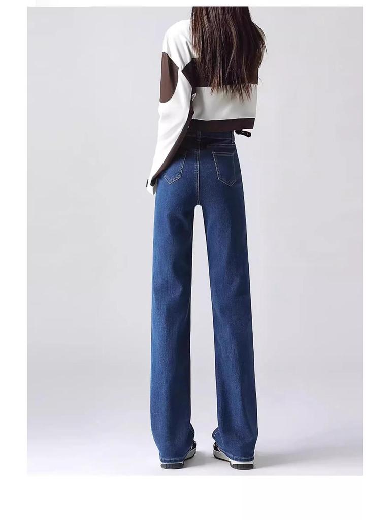 Women's Dark Blue High-Waist Slimming Jeans - Petite Spring/Autumn 2025 Style