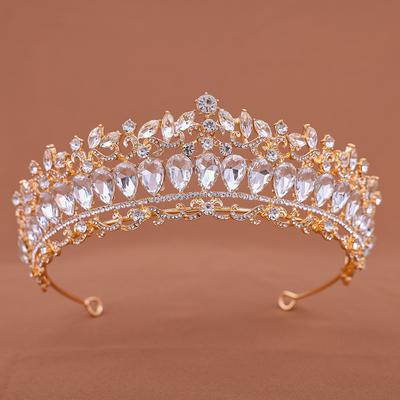 Brautkrone Haarschmuck Retro Mehrfarbig Bankettkrone Tiara Legierung Strass Hochzeitkleid Accessoires
