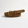 Luxury Design Suede Leather Belt Versatile Gold Pin Buckle Women Waist Belt Retro Vintage Frosted Thin Waistband