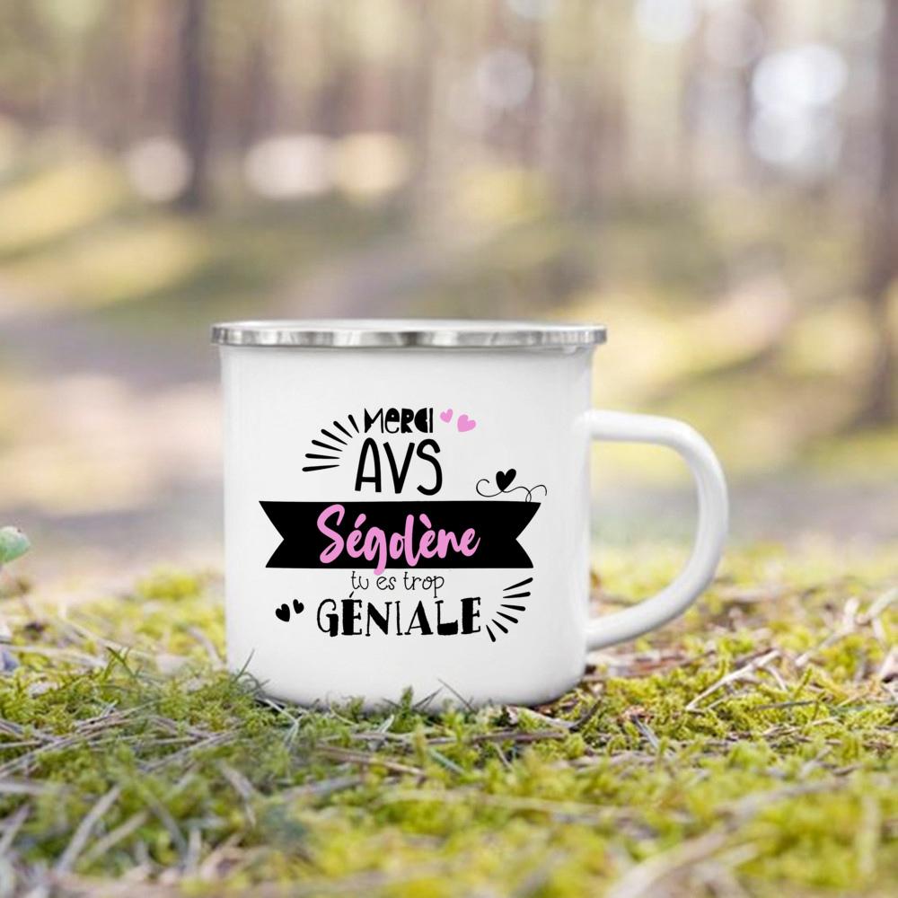 French Print Mugs Creative Coffee Cups Drinks Water Enamel Cup School Handle Drinkware Gifts for Maitresse/Maitre/Atsem/Aesh/Avs