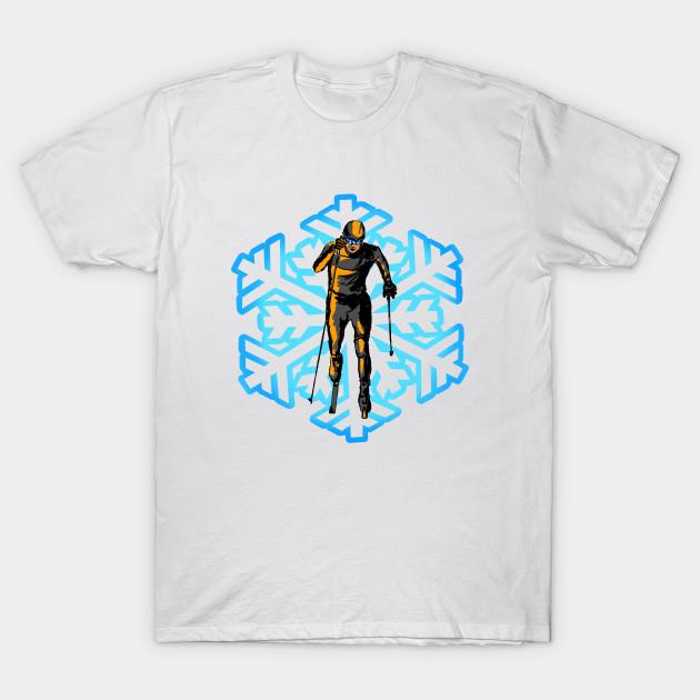 

Men Black Print T-shirt Cross-Country Ski No-Cut Transfer Paper Print Cotton Tshirt S