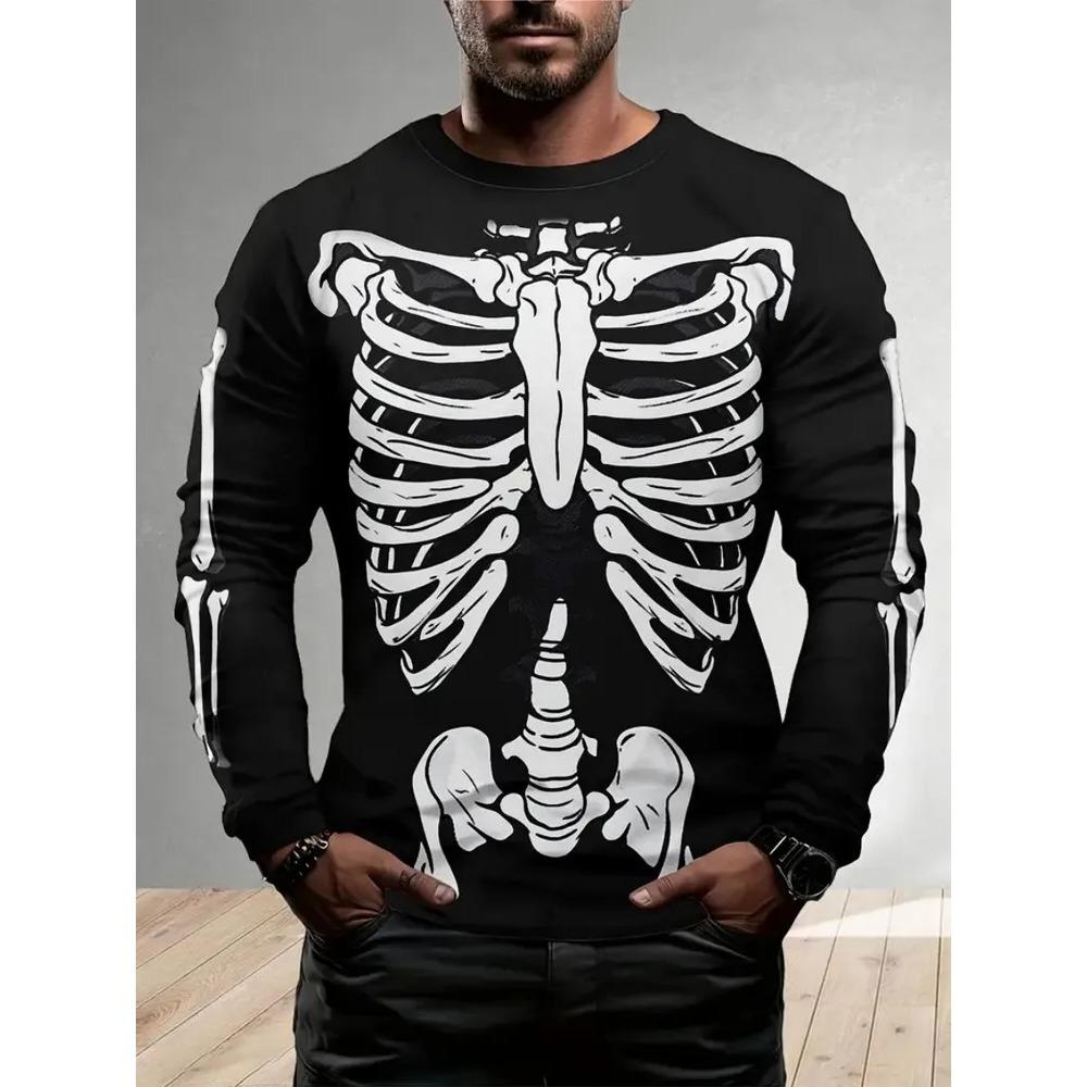 Fashion Men's Creative Portraits Animals 3D T-shirt Comfortable Soft Breathable Loose Large Casual Sports Versatile Round Neck Long Sleeve T-shirt