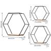 3Pcs/Set Hexagon Shape Iron Wall Shelf Metal Storage Decor Shelves with Wood Board Bedroom Living Room Handicraft Display Racks