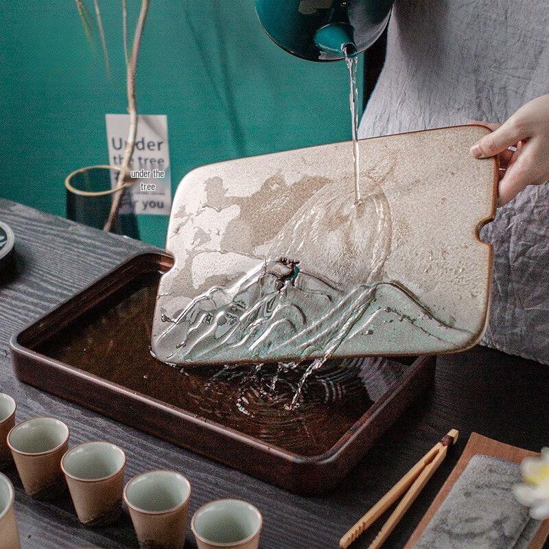 Qianyu Kiln Changed Ceramic Round Tea Tray