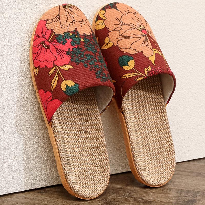 Four Seasons Ethnic Style Retro Linen Headband Slippers for Men & Women - Thick Sole, Indoor Use, Spring/Summer Sandals.