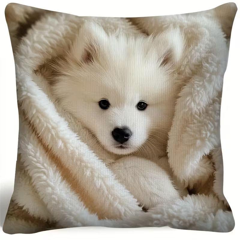 Cute Schnauzer Print Velvet Pillowcase With Core Living Room Sofa Ultra Soft Waist Cushion Home Decor Long Rectangle Pillow