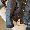 WTEMPO Women's Turn Down Collar Black Parkas Loose Vintage Quilted Jackets Lightweight Ladies Puffer Outwear Chic Padded Coat