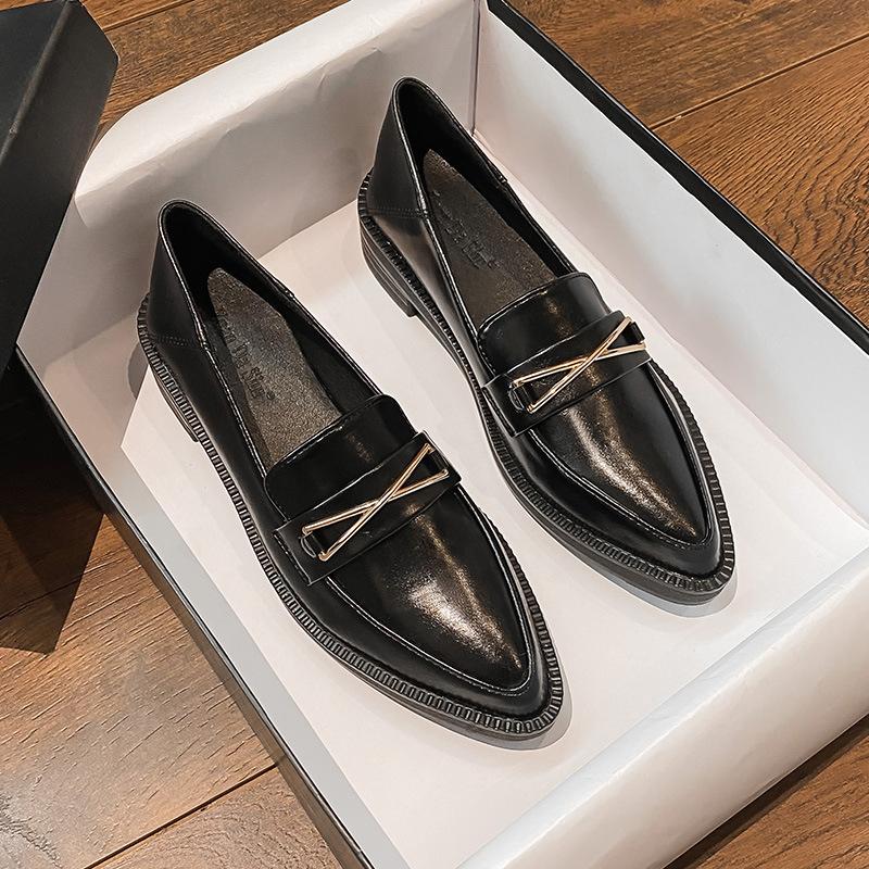 Soft Shoes Woman 2025 Pointed Toe Casual Female Sneakers All-Match Shose Women Oxfords Women's Modis British Style New Cross